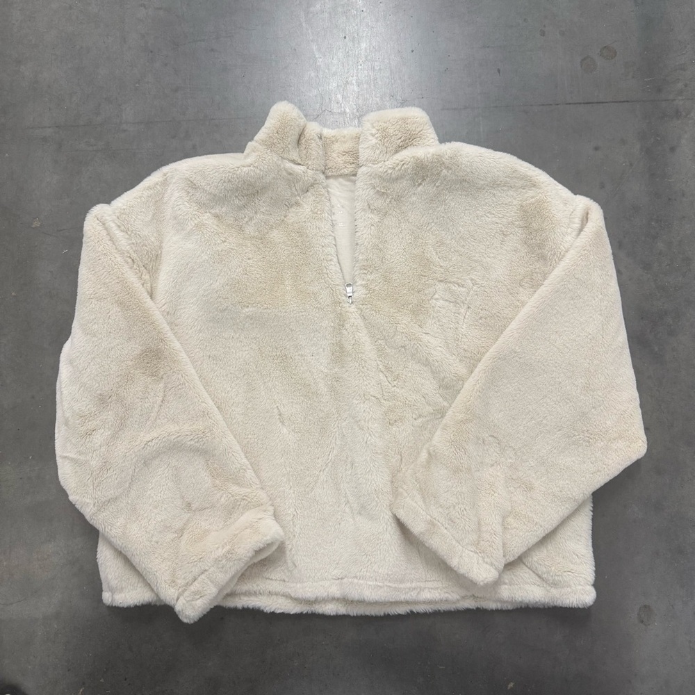 a new day Cream Faux Fur Teddy Sherpa Pullover M - Picture 1 of 4